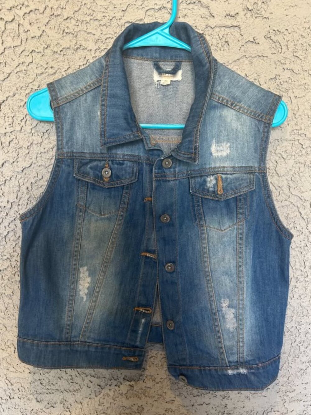 Distressed Denim Jean Vest